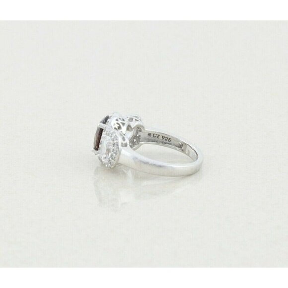 Sterling Silver Brown and White CZ Ring Size 5 1/4 Sparkly Beautiful - Picture 6 of 7